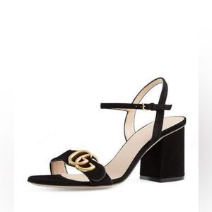 Gucci Suede Marmont Sandal Heel